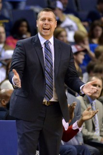 Memphis Grizzlies head coach David Joerger reacts from the sideline in the first half of an NBA basketball game Friday, Dec. 12, 2014, in Memphis, Tenn. (AP Photo/Brandon Dill)
